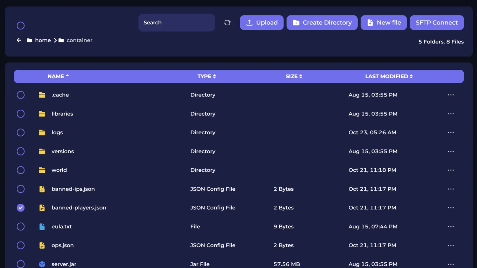 PlayNHost control panel